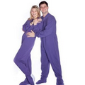 Unisex Jersey Knit Footed Pajamas w/ Snap Closure (Purple)